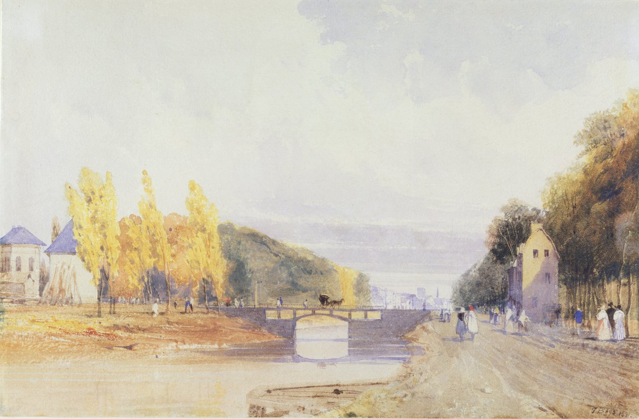 Bruxelles fra Paris Road, 1831 (wc over blyant med kropsfarve på papir) af Thomas Shotter Boys