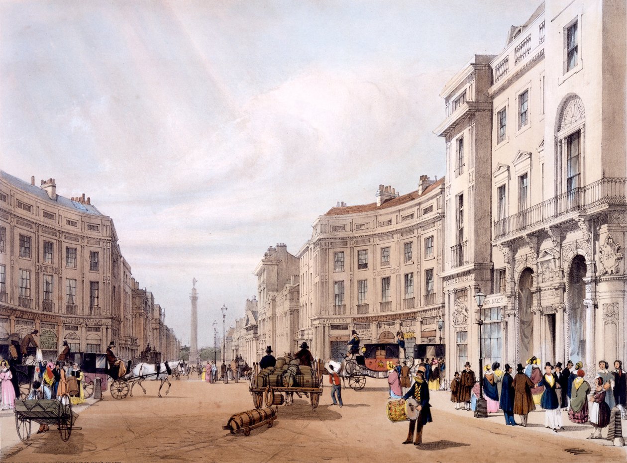 Regent Street, der ser mod hertugen af Yorks søjle, fra 