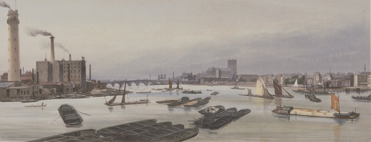 Themsen ved Westminster, 1842 af Thomas Shotter Boys