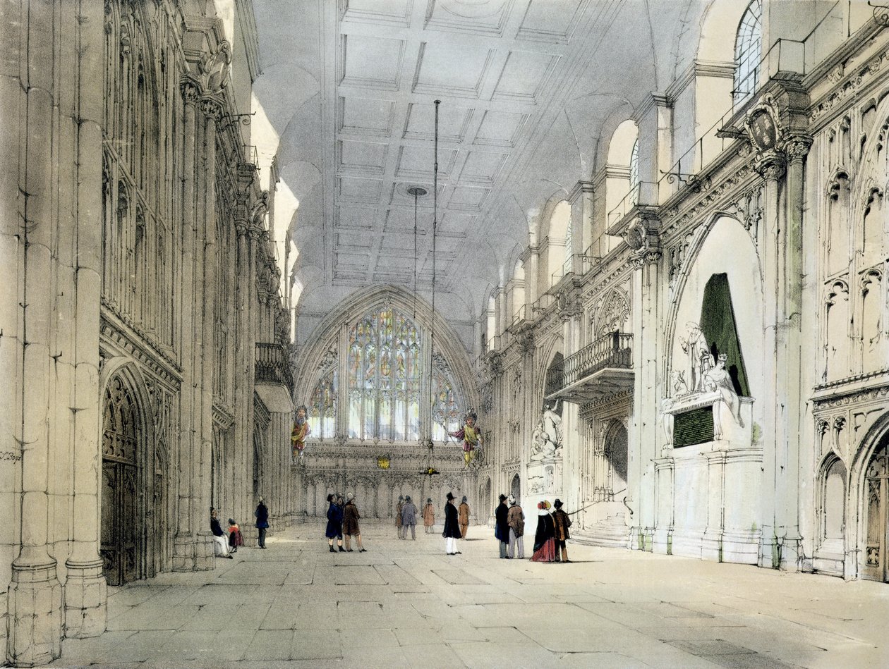 The Guildhall, interiør, fra "London As It Is", graveret og udgivet af kunstneren, 1842 af Thomas Shotter Boys