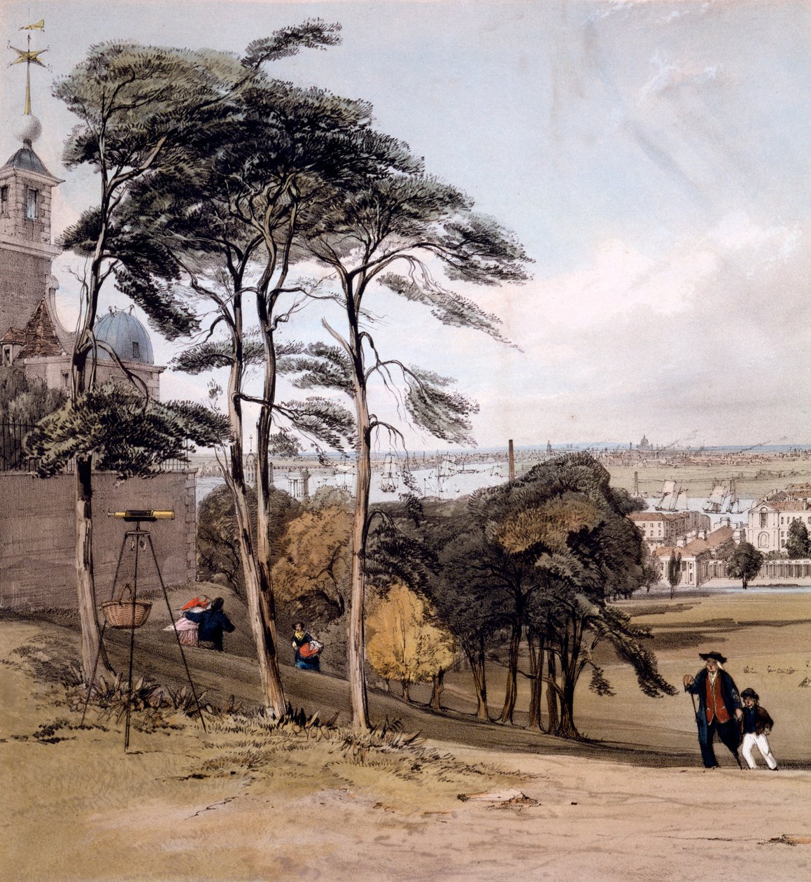 Udsigt over London fra Greenwich Park, 1842 af Thomas Shotter Boys