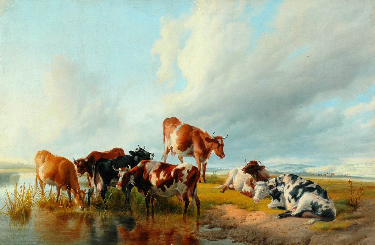 En gruppe kvæg, 1877 af Thomas Sidney Cooper