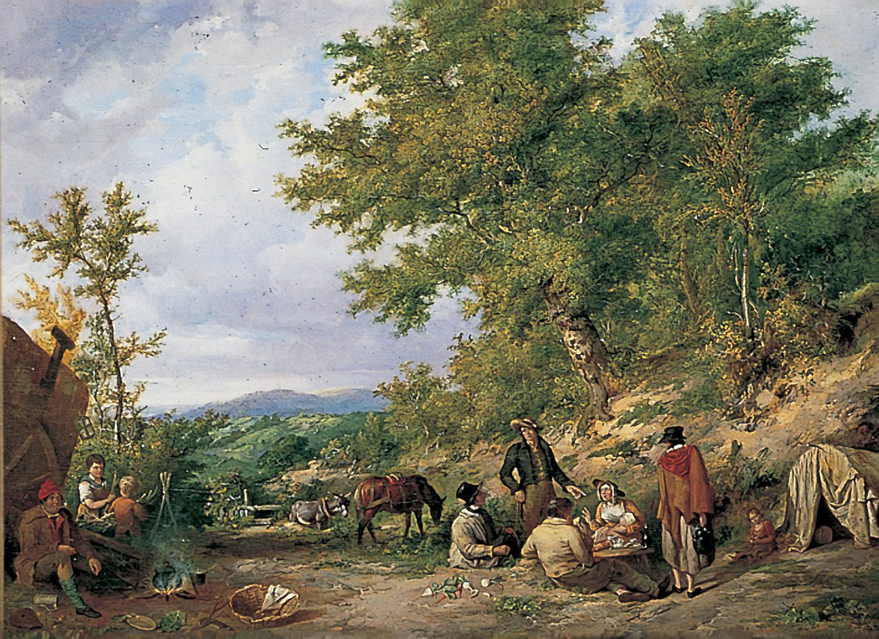 Country Lane med sigøjnere af Thomas Sidney Cooper