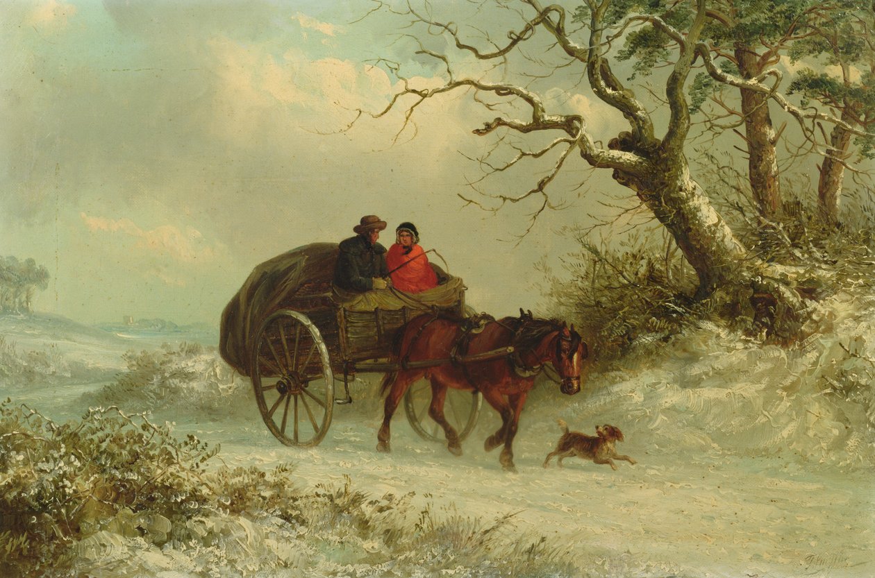 Går på marked om vinteren (olie) af Thomas Smythe