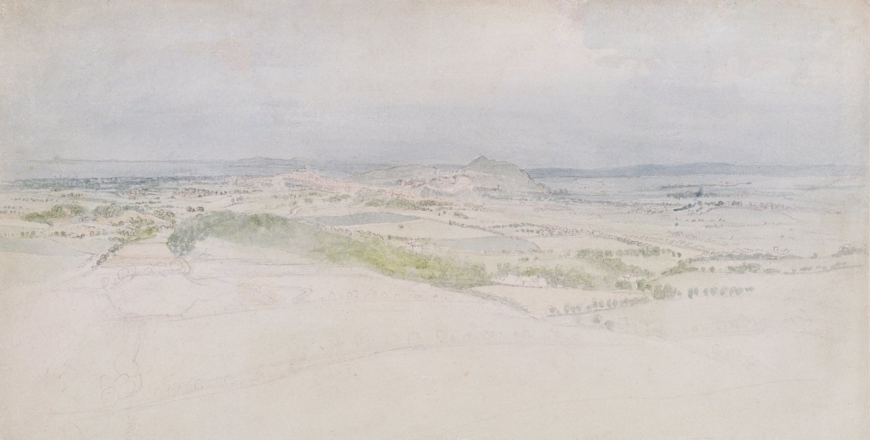 A Distant View of Edinburgh, 1809 (wc over grafit på papir) af Thomas Stothard