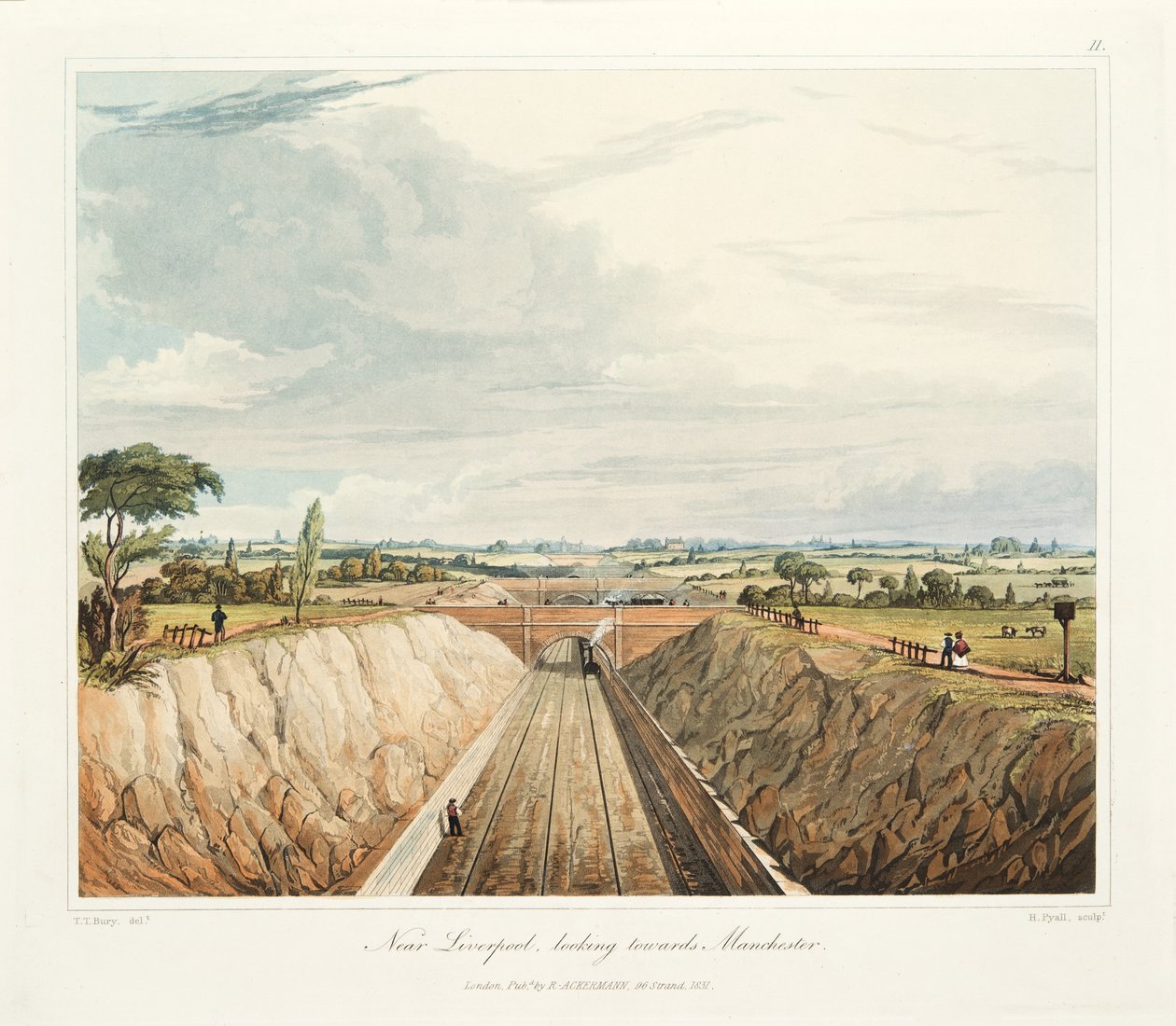 Nær Liverpool, ser mod Manchester, udgivet 1831 (håndfarvet gravering) af Thomas Talbot Bury