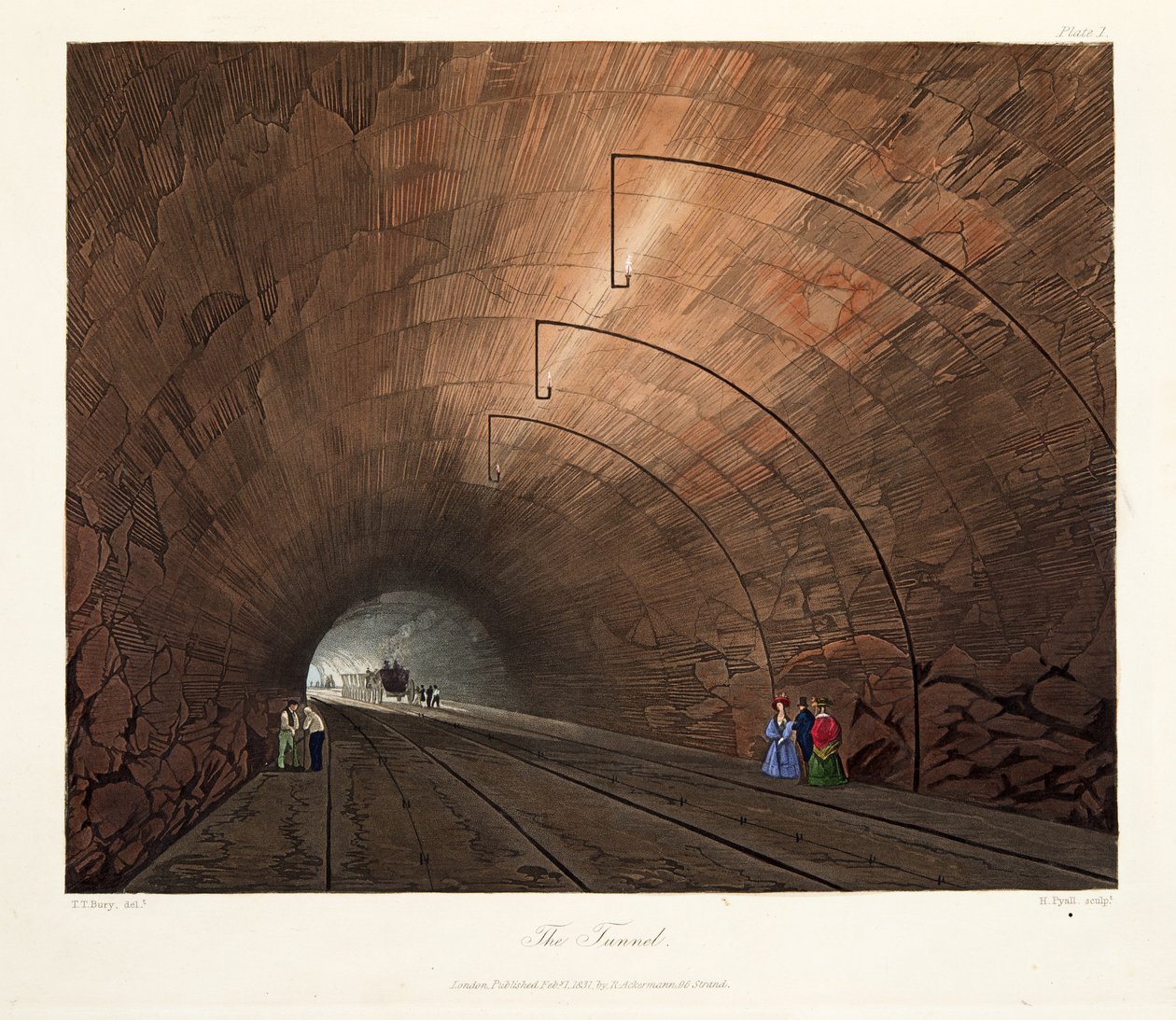 Tunnelen, 1831 (håndkoloreret gravering) af Thomas Talbot Bury
