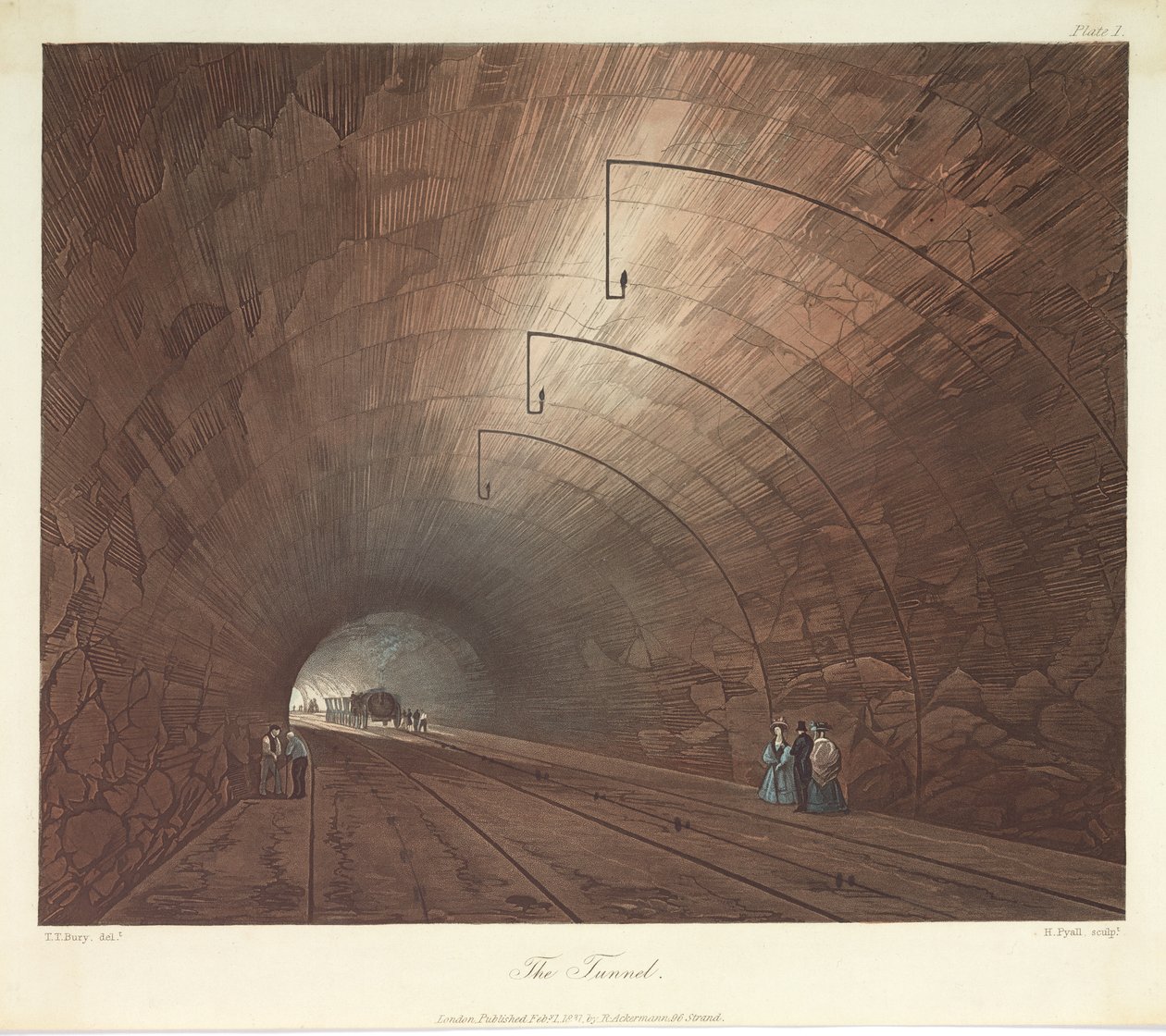 Tunnelen, indgraveret af Henry Pyall (1795-1833) 1831 (farvet akvatint) af Thomas Talbot after Bury