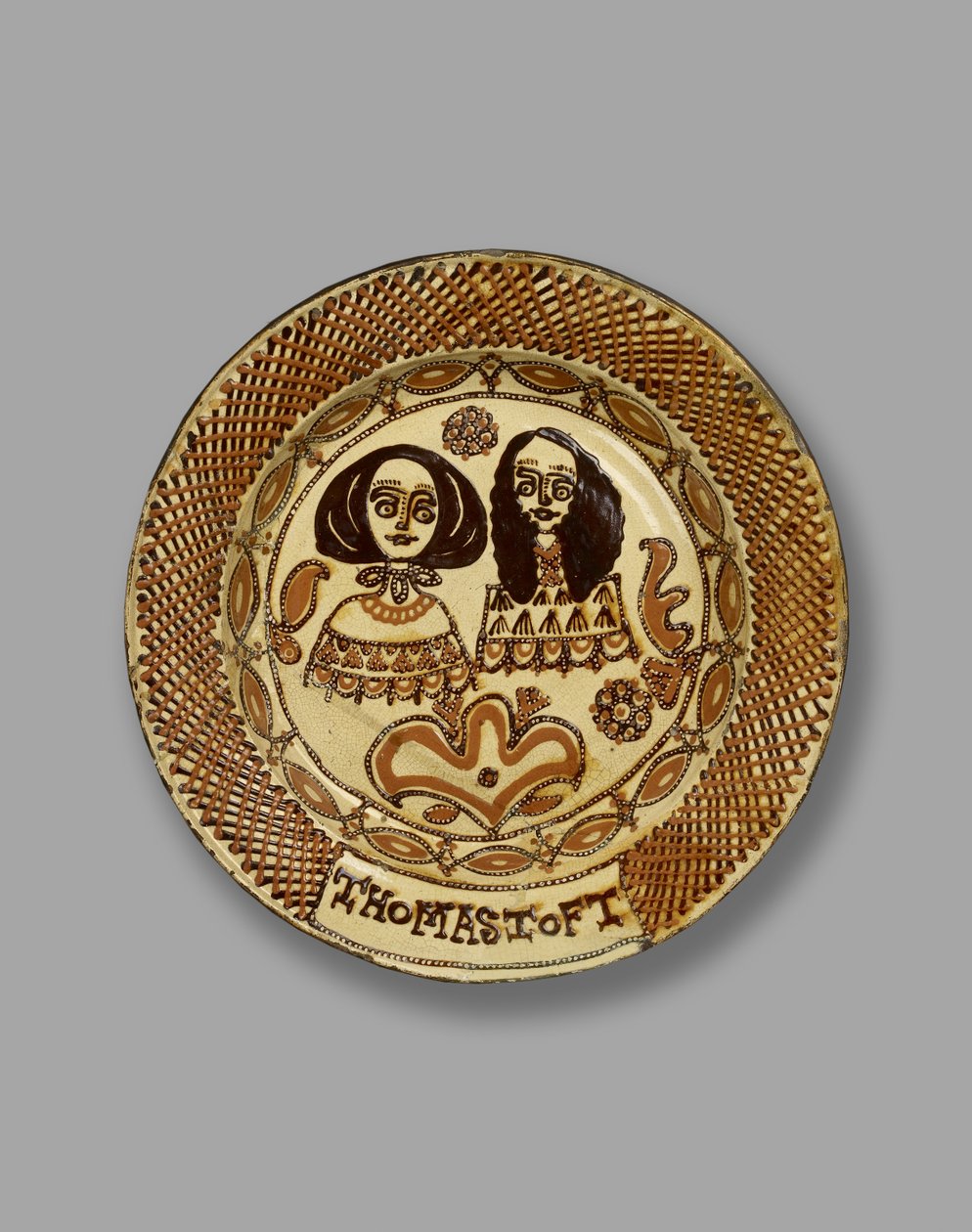 Toft Dish, Staffordshire slipware, ca. 1670 (malet keramik) af Thomas Toft