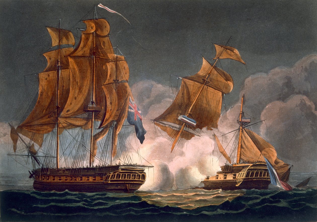 Capture of La Tribune, 8. juni 1796, indgraveret af Thomas Sutherland til J. Jenkins 