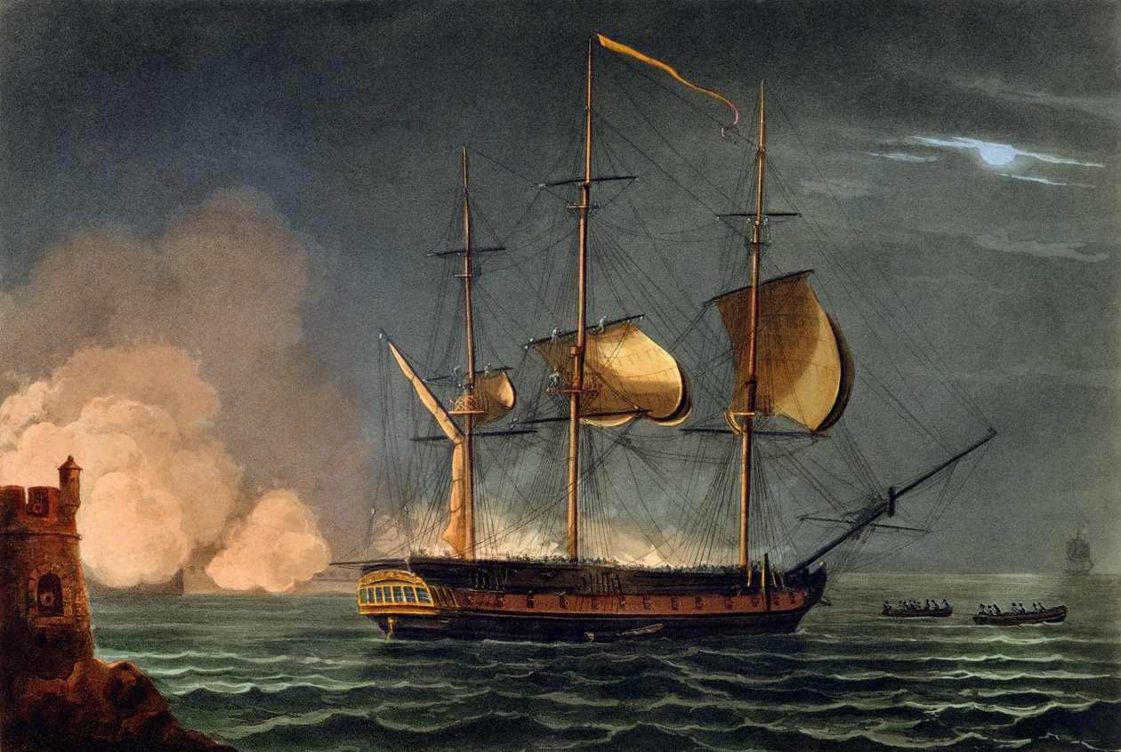 Udskæring af Hermione fra havnen i Porto Cavallo, 25. oktober 1799, fra 