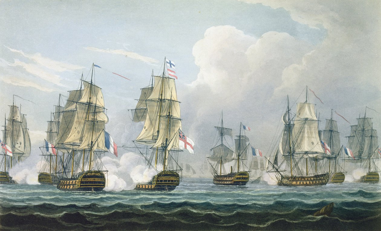 Sir Richard Strachans handling efter slaget ved Trafalgar den 5. november 1805, indgraveret af T. Sutherland for 