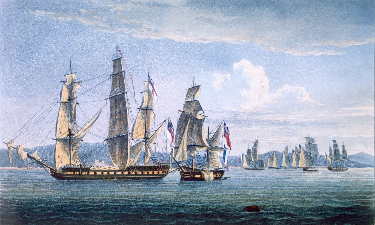 Capture of Le Sparviere den 3. maj 1810, indgraveret af T. Sutherland for 
