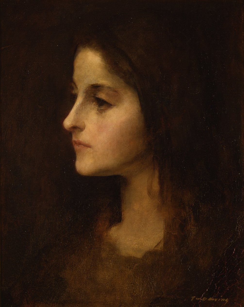 Portræt af en ung pige, ca. 1890 af Thomas Wilmer Dewing