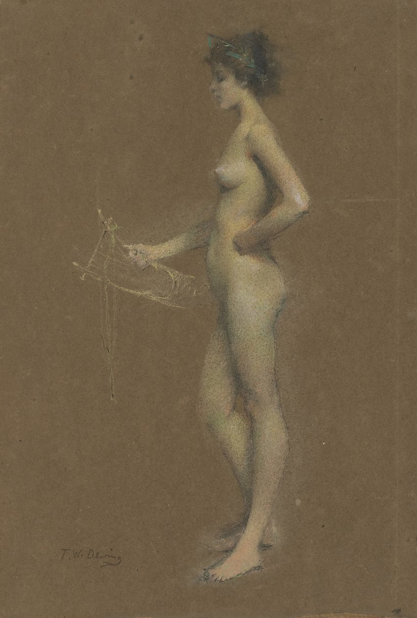 Sappho, 1893-94 (pastel på brunt papir) af Thomas Wilmer Dewing