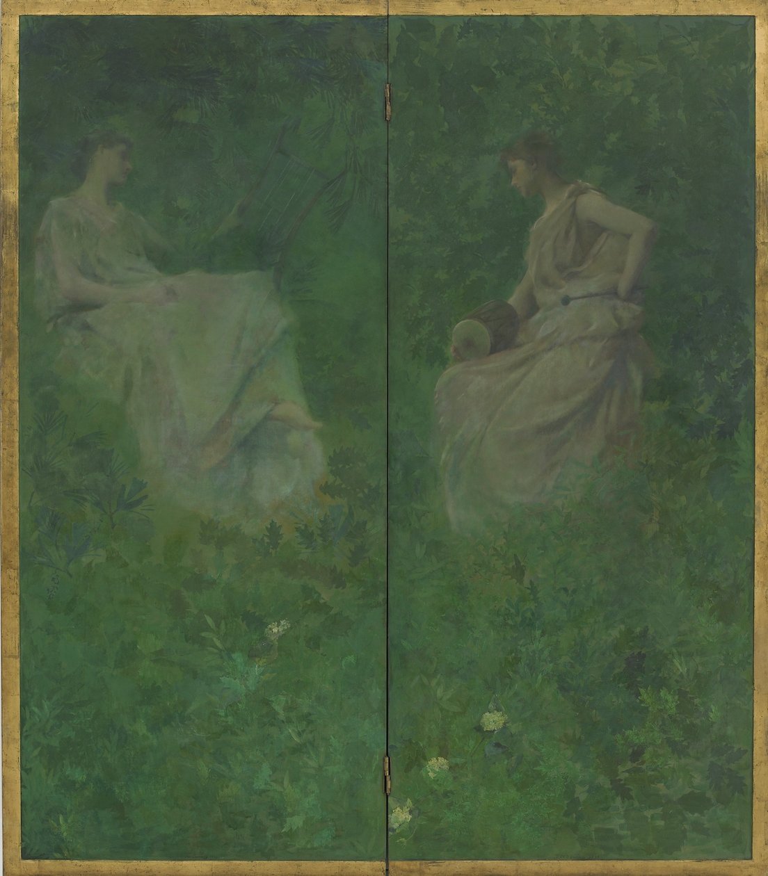 The Four Sylvan Sounds, 1896-97 (olie på træpaneler) af Thomas Wilmer Dewing
