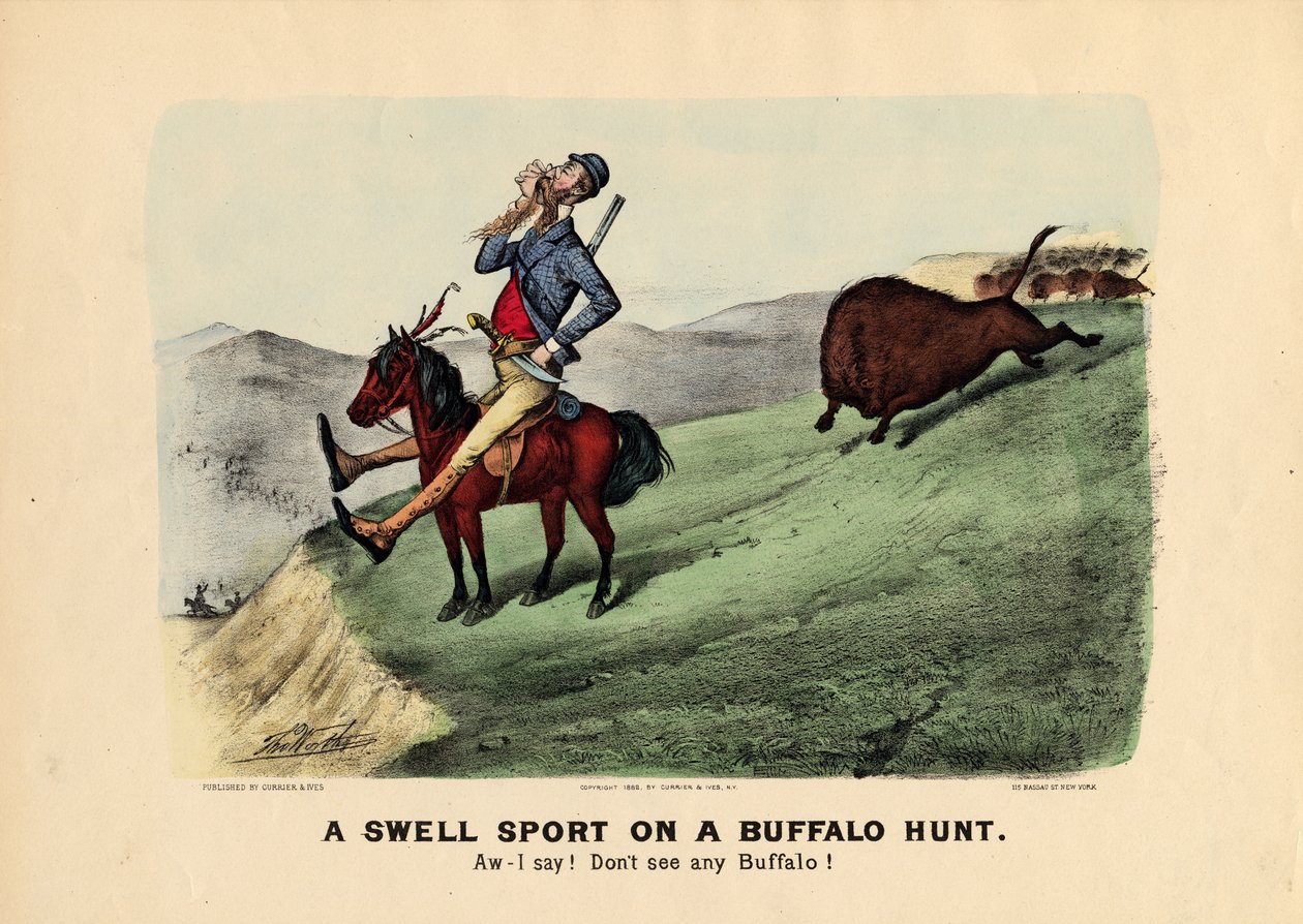 En svulstig sport på bøffeljagt, pub. af Currier und Ives, 1882 af Thomas Worth