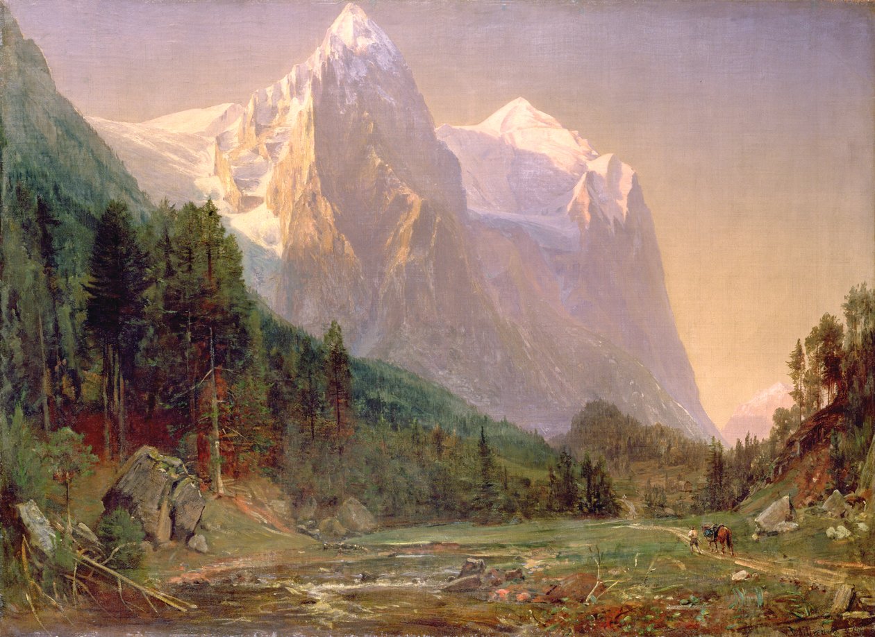 Solopgang på Wetterhorn, 1858 af Thomas Worthington Whittredge