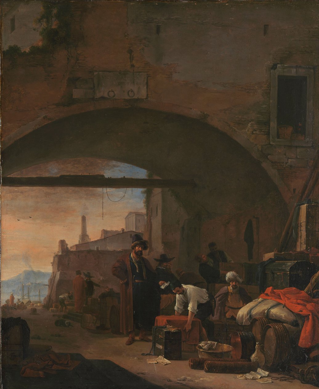 Udsigt over en Levantinsk havn, 1640-77 af Thomas Wyck