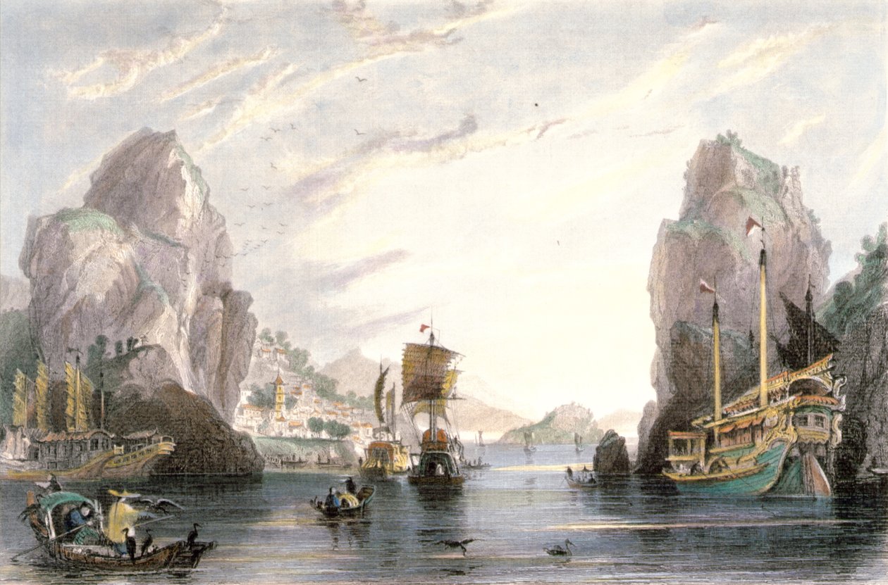 Shi-Mun, eller Rock Gates, ca. 1850 af Thomas Allom