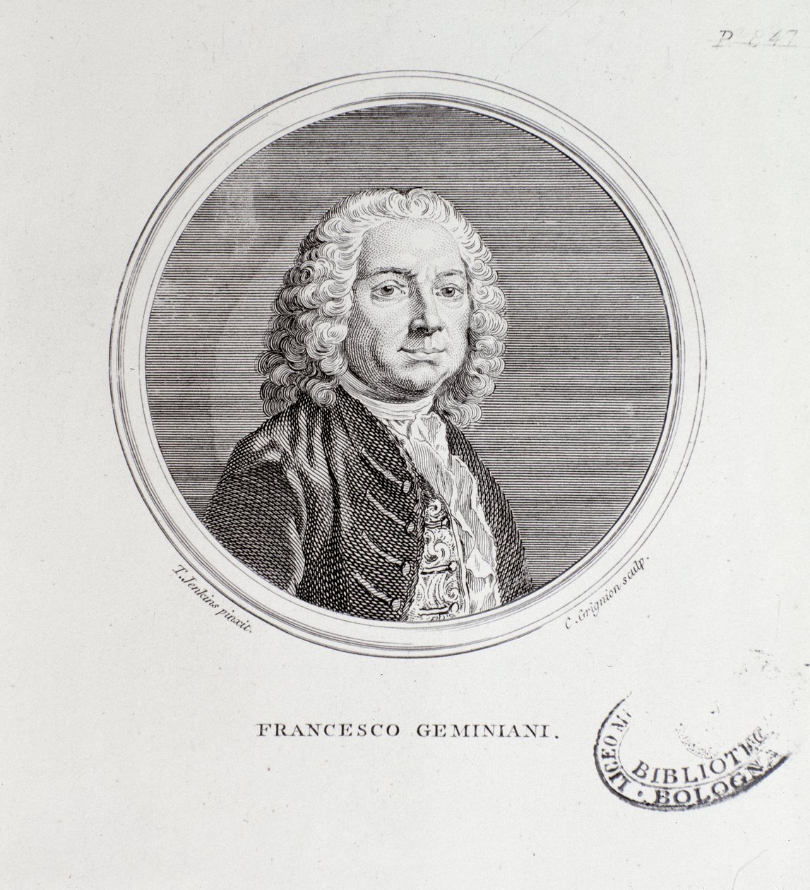 Portræt af Francesco Geminiani (1687-1762), italiensk komponist og violinist af Thomas Jenkins