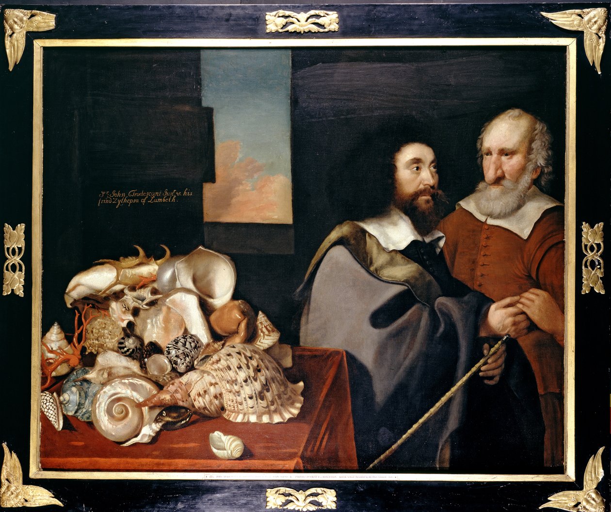 John Tradescant den yngre med Roger Friend og en samling af eksotiske skaller, 1645 af Thomas de Critz