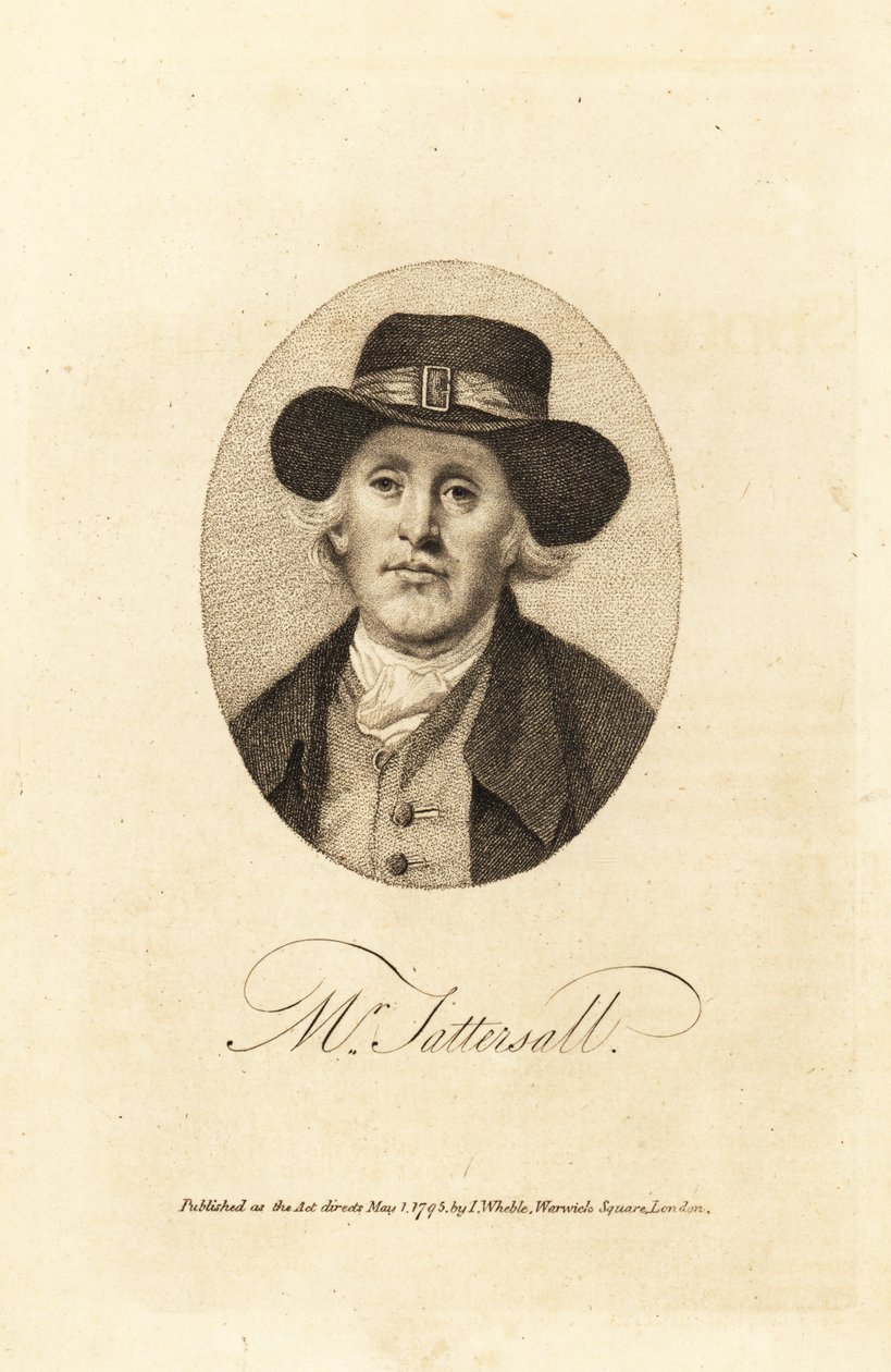Portræt af Richard Tattersall (1724-1795), grundlæggeren af væddeløbshesteauktionen Tattersalls i Hyde Park Corner, London af Thomas (after) Beach