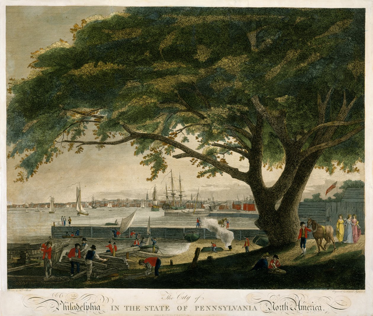 Byen Philadelphia i staten Pennsylvania, Nordamerika af Thomas (after) Birch