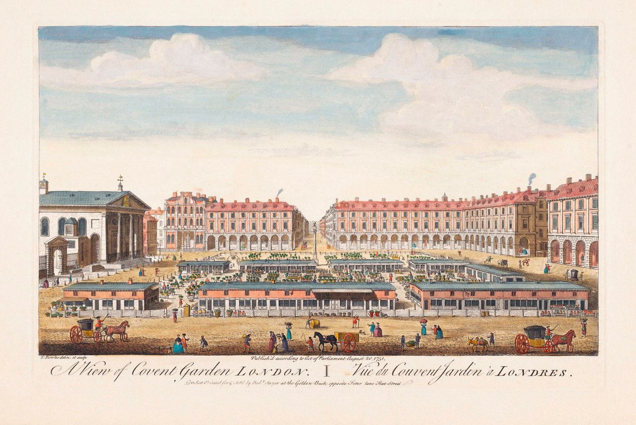 Udsigt over Covent Garden, London af Thomas (after) Bowles