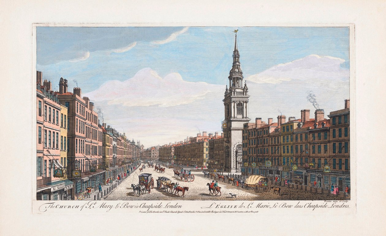 St, Mary le Bow kirke, London af Thomas (after) Bowles