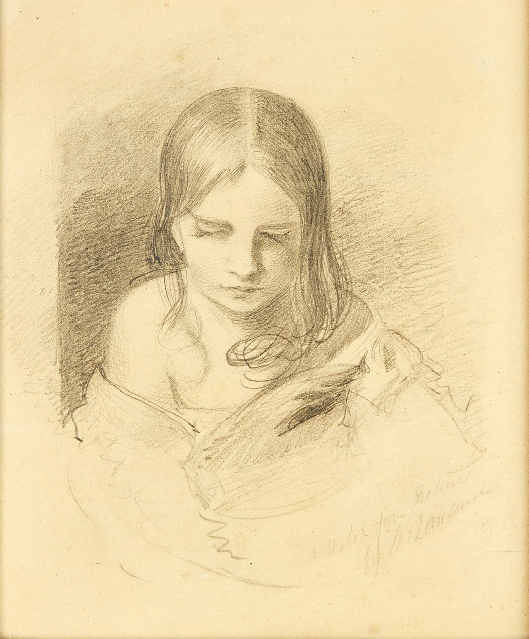 En skitse fra naturen, der siges at være Ines Fletcher (blyant) af Thomas (after) Lawrence