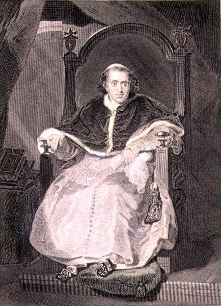 Den romerske pave, Pius VII (Luigi Barnaba Chiaramonti) (1742-1823) indgraveret af Samuel Freeman (1773-1857) pub. af A. Fullarton & Co. (gravering) af Thomas (after) Lawrence