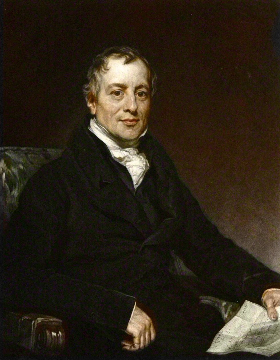 Portræt af David Ricardo - gravering efter Thomas Phillips - David Ricardo (1772 - 1823), britisk økonom af Thomas (after) Phillips