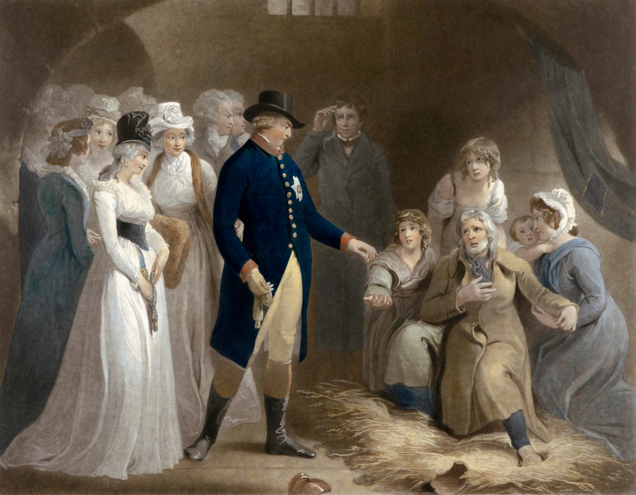 George III besøger fængslet i Dorchester. Kongelig Beneficence. af Thomas (after) Stothard