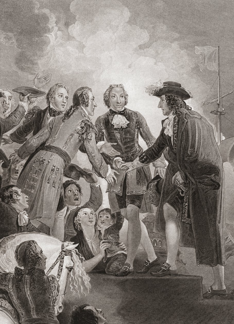 William, Prince of Orange (senere kong William III) lander i Brixham. (Print) af Thomas (after) Stothard