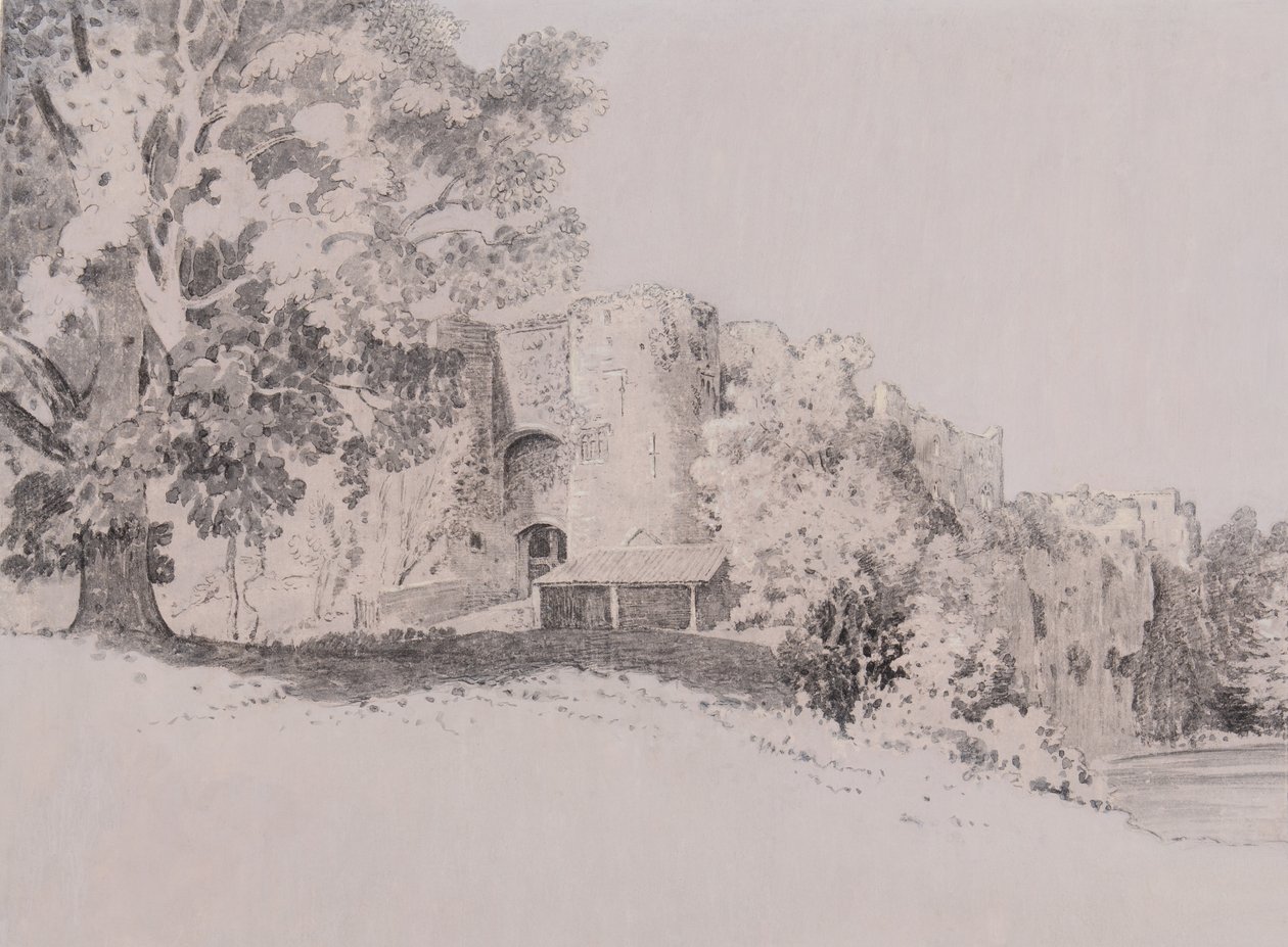 Chepstow Castle (pen, pensel og blæk på gouachegrund) af Thomas (attr. to) Tudor