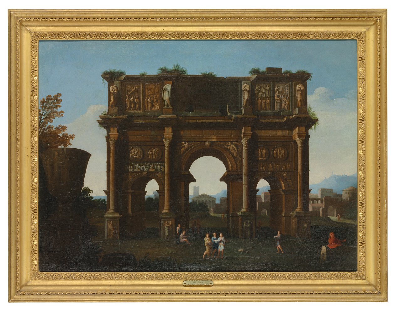 En arkitektonisk capriccio med Konstantins bue (olie på lærred) af Thomas (circle of) Blanchet