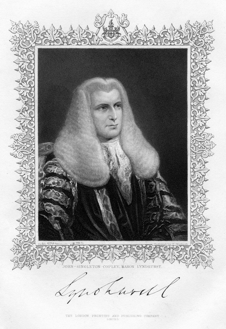 John Singleton Copley 1738-1815, britisk lordkansler og politiker, 1800-tallet. af Thomas A. Woolnoth