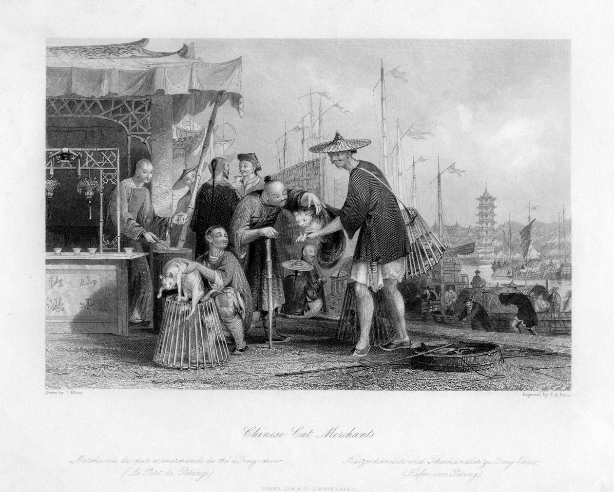 Kinesiske kattehandlere, 1800-tallet. af Thomas Abel Prior