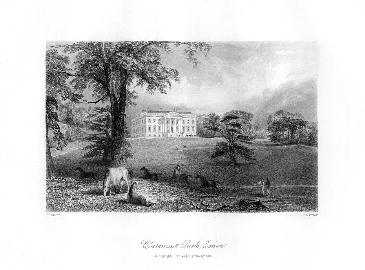 Claremont Park, Esher, Surrey, 1800-tallet. af Thomas Abel Prior