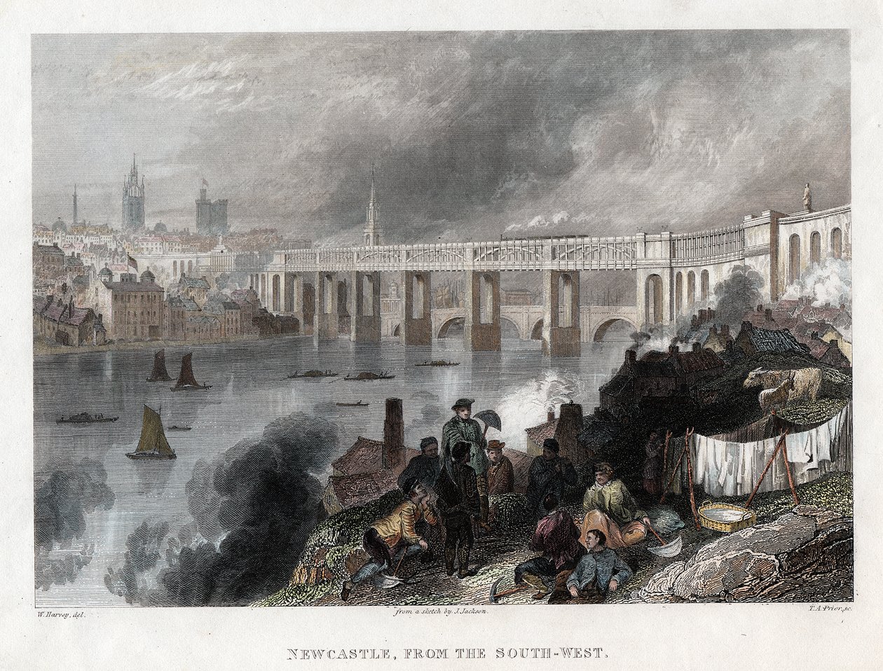 High Level Bridge over Tyne ved Newcastle, 1849 af Thomas Abiel Prior