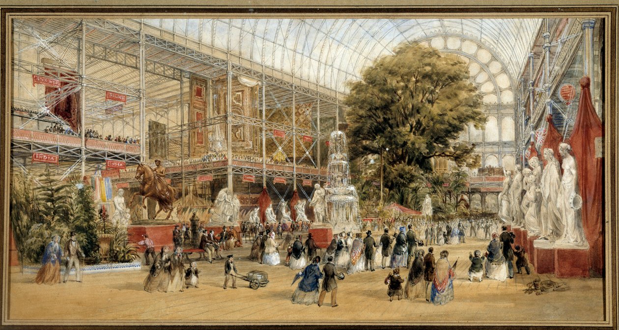 Dronning Victoria (1819-1901) besøger 1851-udstillingen i Crystal Palace i London. Verdensudstillingen 1851. Maleri af Thomas Abiel Prior (1809-1886) Ec. Ang. af Thomas Abiel Prior