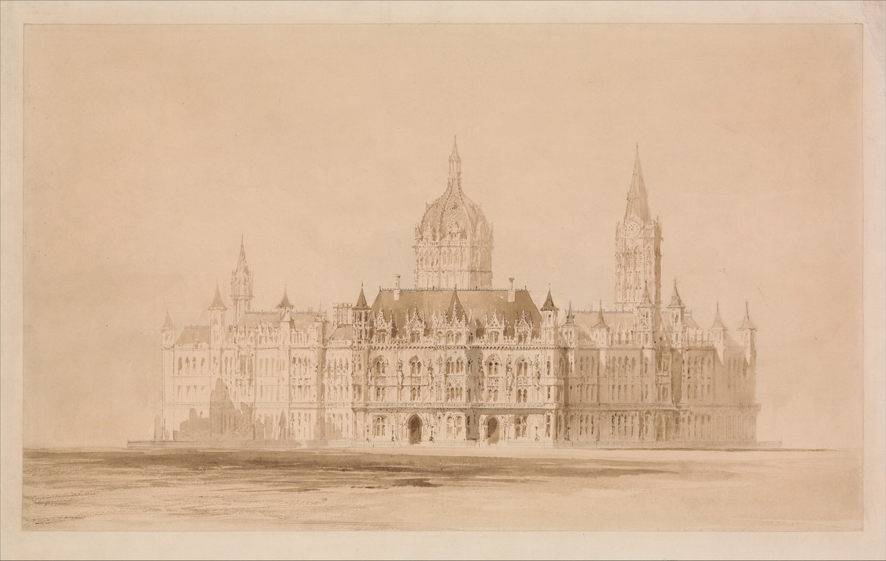 Konkurrenceudkast til Manchesters rådhus af Thomas Allom