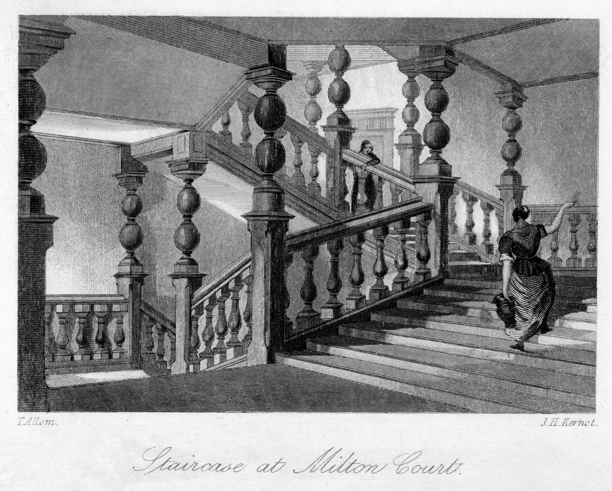 Trappe ved Milton Court, nær Dorking, Surrey, 1800-tallet. af Thomas Allom