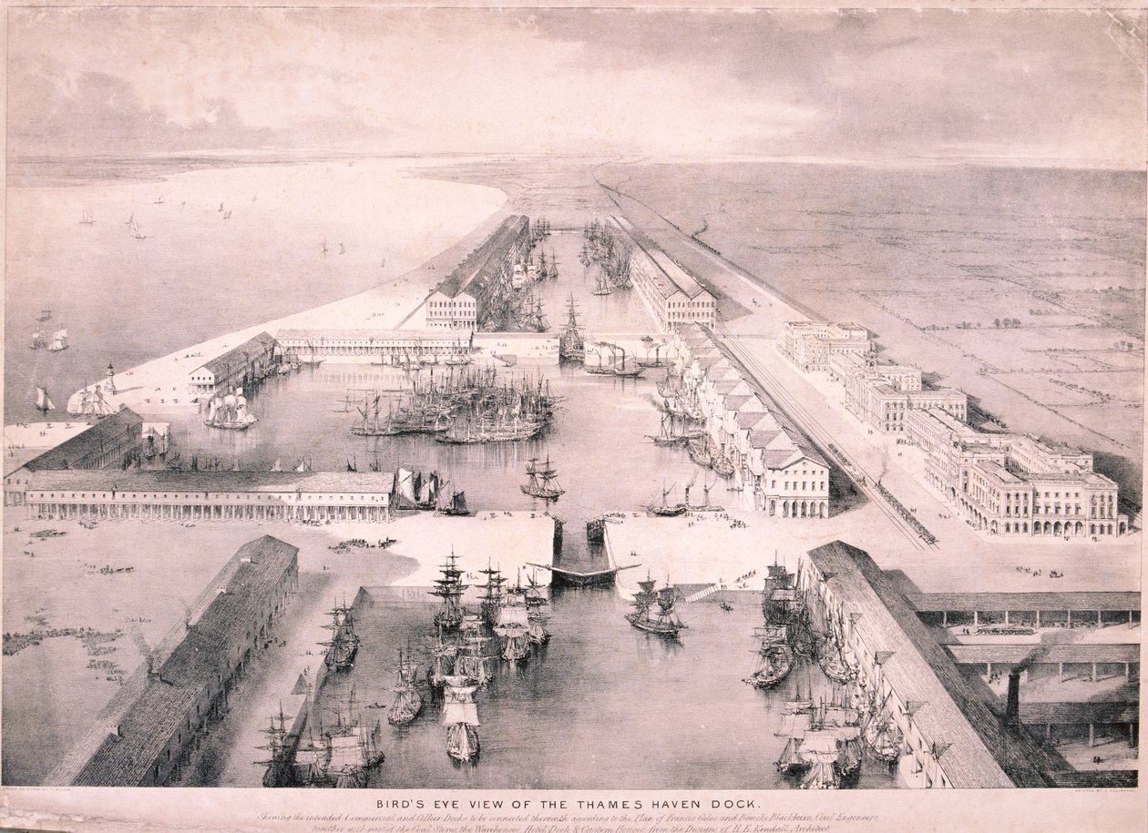 Thames Haven Dock, London, c1830 af Thomas Allom