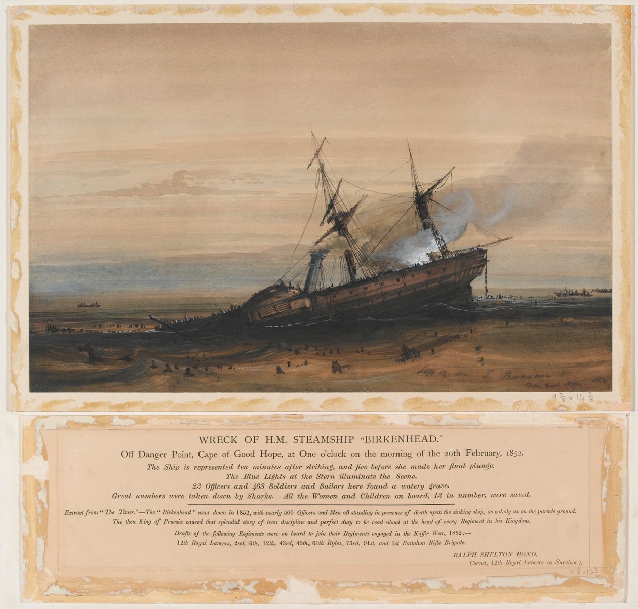 Vraget af HM Steamship Birkenhead (akvarel) af Thomas Baines