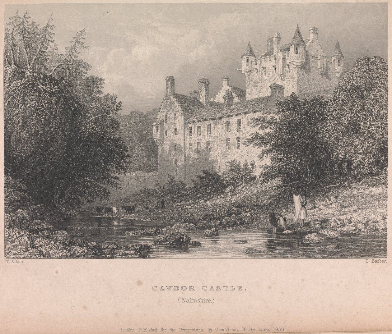 Cawdor Castle, Narnshire (udgivet af G. Virtue); side 59 (bind 1) af Thomas Barber