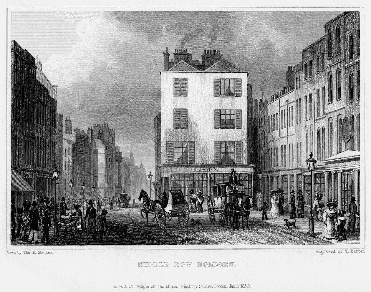 Middle Row, Holborn, London, 1830. af Thomas Barber