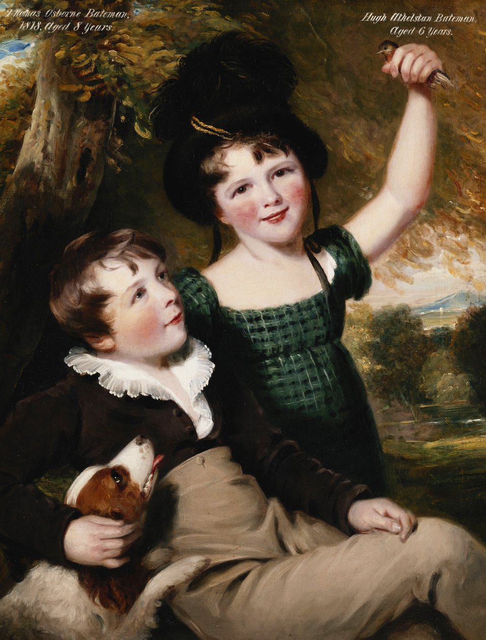 Portræt af Thomas Osborne Bateman, 8 år, med sin bror, Hugh Athelstan, 6 år, 1818 af Thomas Barber