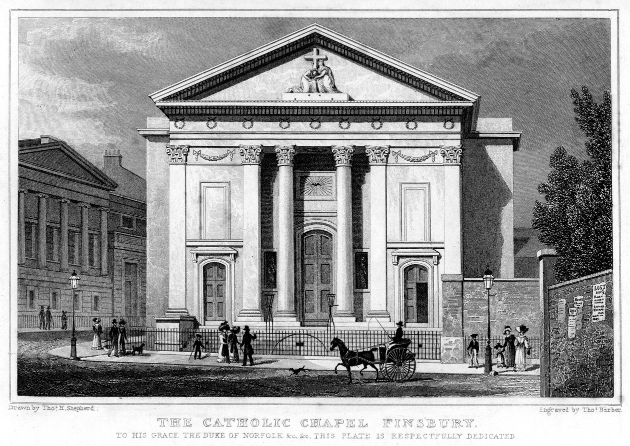 Det katolske kapel, Finsbury, London, 1827. af Thomas Barber